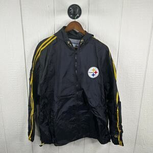 Y2K Pittsburgh Steelers NFL Full-Zip Hooded Windbreaker Size Large